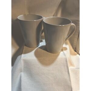 CRATE&BARREL Marin (White) Stoneware TWO Mugs Coffee/Tea Portugal Discontinued